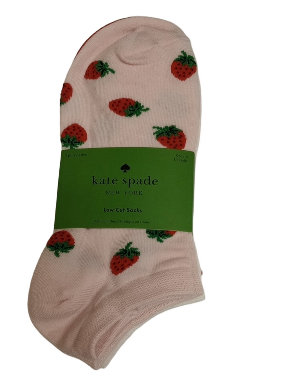 🆕🍓KATE SPADE 3 PAIRS LOW CUT STRAWBERRY RED, WHITE AND PINK WOMEN'S SOCKS